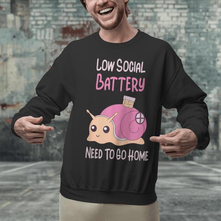 Low Social Battery Cute Snail With House Introvert Cozy Home Unisex Sweatshirt Low Social Battery Cute Snail With House Introvert Cozy Home Unisex Sweatshirt