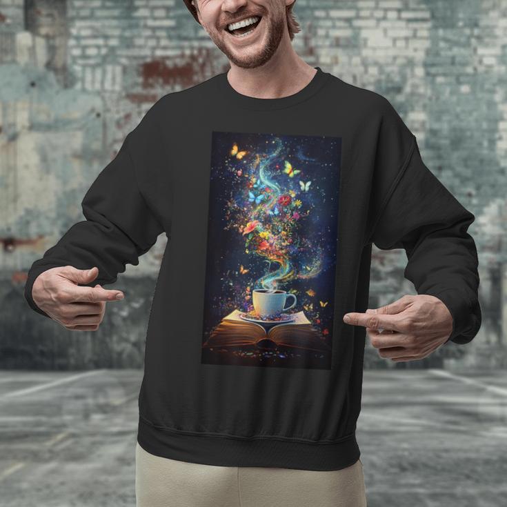 Magical Book Floral Coffee Books Nature Fantasy Unisex Sweatshirt Magical Book Floral Coffee Books Nature Fantasy Unisex Sweatshirt