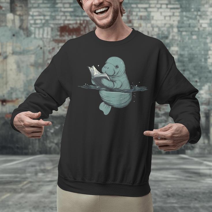 Manatee Reading Book Bookworm Manatees Ocean Animal Lover Unisex Sweatshirt Manatee Reading Book Bookworm Manatees Ocean Animal Lover Unisex Sweatshirt