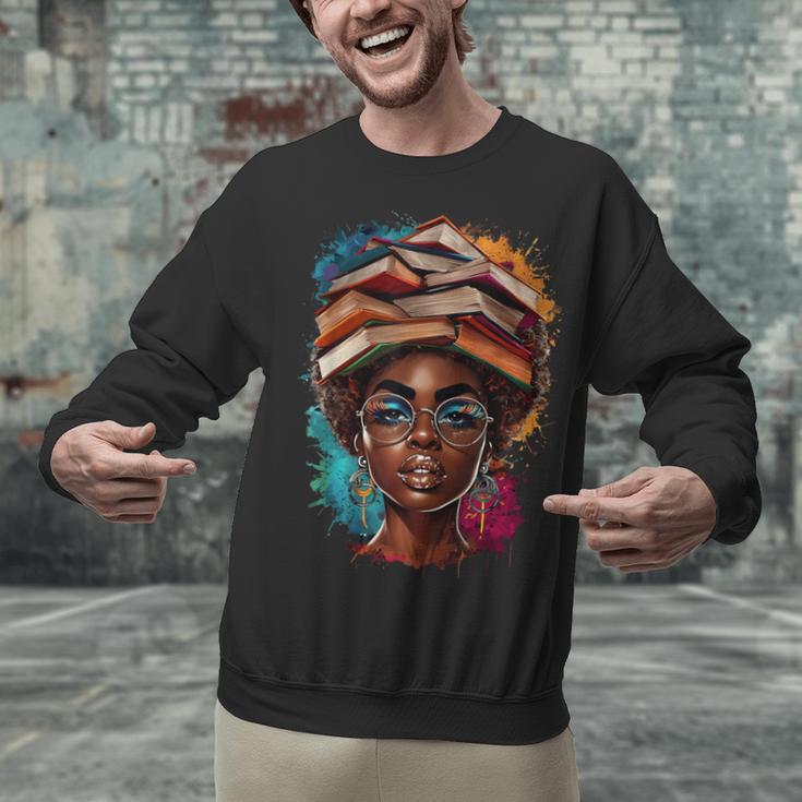 Melanin Girl Afro Book Lover Librarian Teacher Student Unisex Sweatshirt