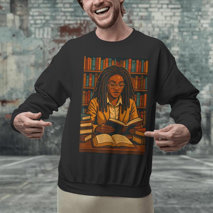 Melanin Girl Locs Book Lover Librarian Teacher Student Unisex Sweatshirt