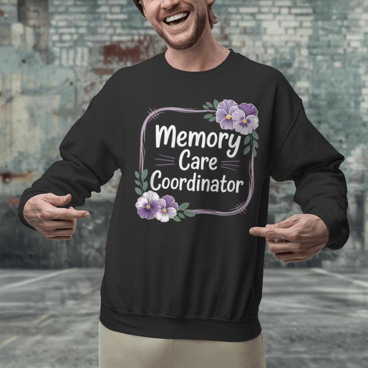 Memory Care Coordinator Purple Floral Pansies Unisex Sweatshirt