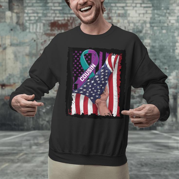 In Memory Of My Cousin Suicide Awareness American Flag Women Kids Men Unisex Sweatshirt