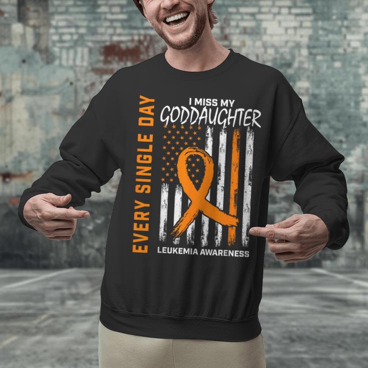 In Memory Of Goddaughter Leukemia Awareness USA Flag Shirts Women Kids Men Unisex Sweatshirt
