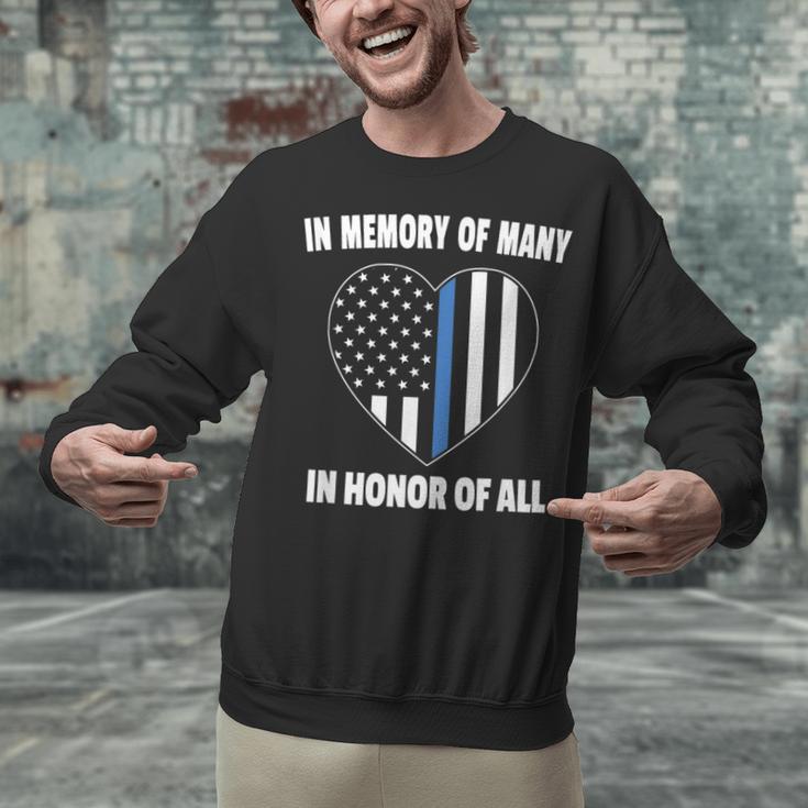 In Memory Of Many Honor Of All Blue Line American Flag Hear Unisex Sweatshirt