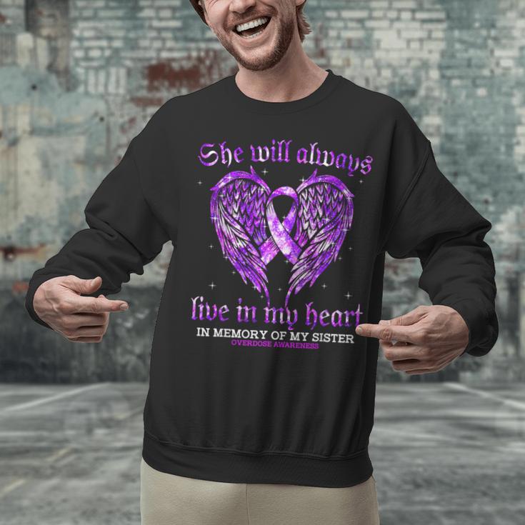 In Memory Of My Sister Overdose Awareness Angel Wing Unisex Sweatshirt