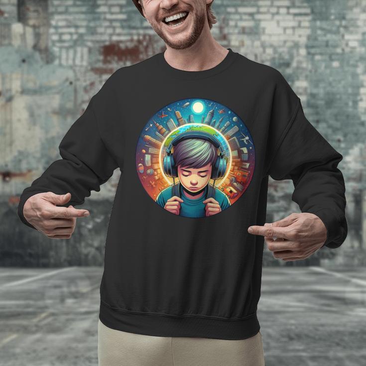 Music Enthusiast Under Starry Skies World Introvert Boy Unisex Sweatshirt