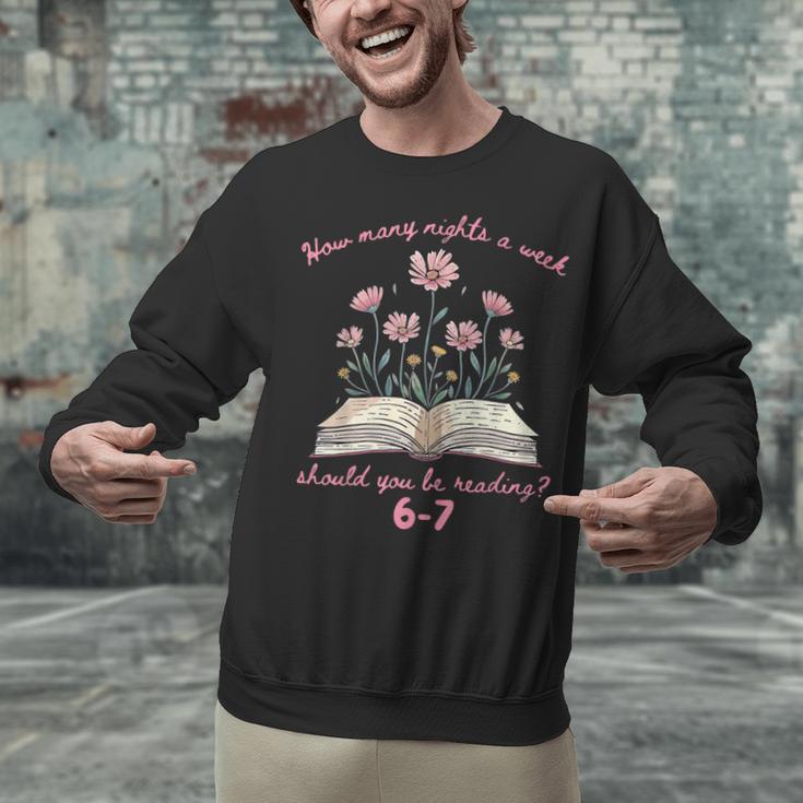 How Many Nights Reading 67 Meme Floral Book Lover Teacher Unisex Sweatshirt