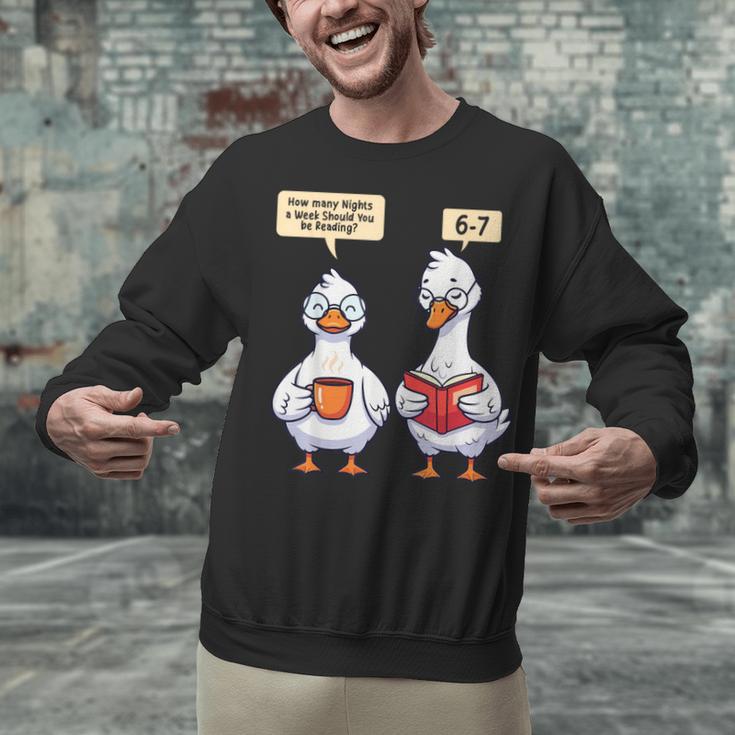 How Many Nights Reading Goose Book Lover Reader Unisex Sweatshirt