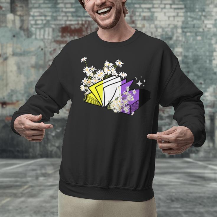 Non-Binary Book Lover Nonbinary Daisy LGBT Reading Pride Unisex Sweatshirt
