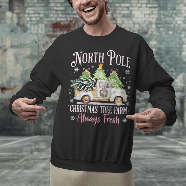 North Pole Tree Farm Merry Christmas Holiday Scene Nostalgia Unisex Sweatshirt North Pole Tree Farm Merry Christmas Holiday Scene Nostalgia Unisex Sweatshirt