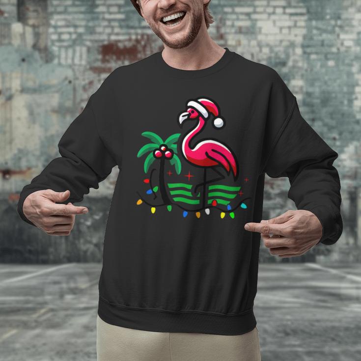 Nostalgia Holiday Tees -Adult Christmas Flamingo Small Short Sleeve Crew Neck Cotton Polyester Lightweight Ribbed Cuff Winter Unisex Sweatshirt