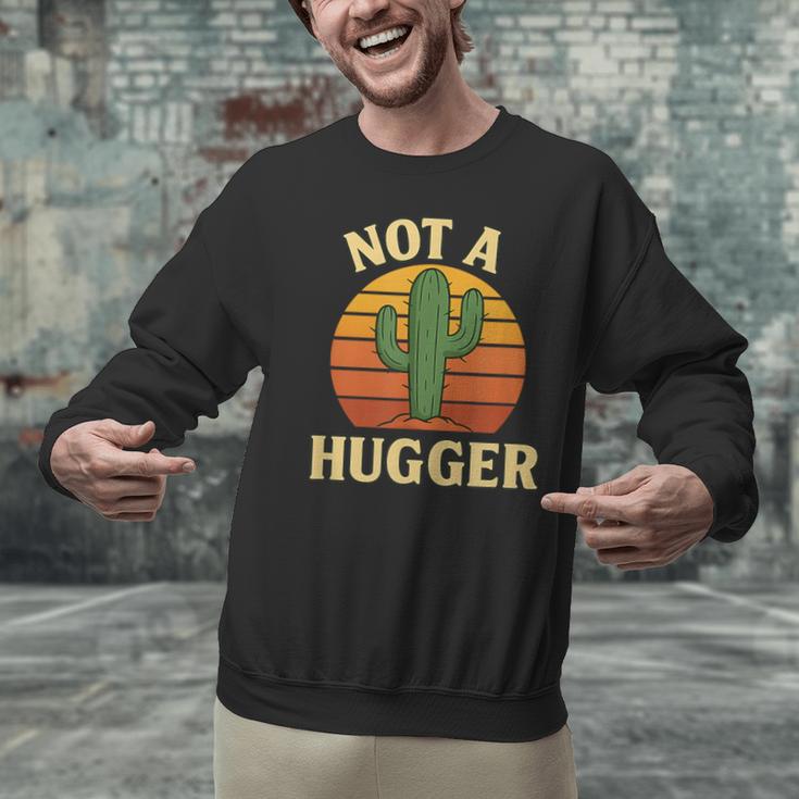 Not A Hugger Cactus Retro Sunset No Hugging Introvert Unisex Sweatshirt Not A Hugger Cactus Retro Sunset No Hugging Introvert Unisex Sweatshirt