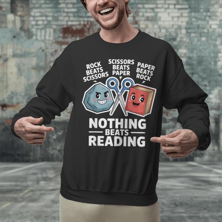 Nothing Beats Reading Rock Paper Scissors Book Lover Unisex Sweatshirt Nothing Beats Reading Rock Paper Scissors Book Lover Unisex Sweatshirt