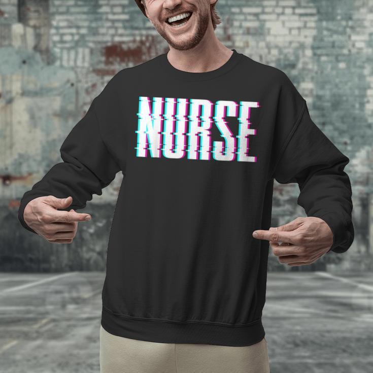 Nurse Glitch Aesthetic Graduation Nurse Glitch Graphic Art Unisex Sweatshirt