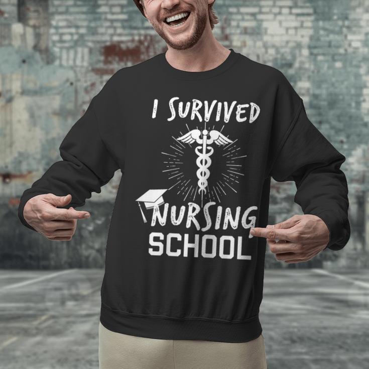 Nursing School Graduation Shirt I Survived RN Gift Unisex Sweatshirt