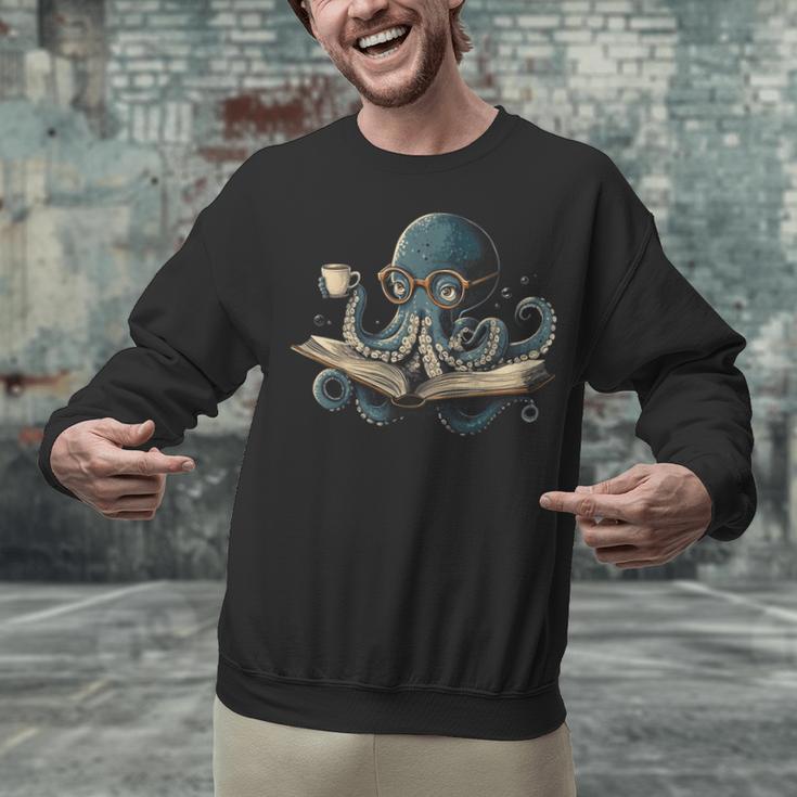 Octopus Reading Book Coffee Book Lover Bookworm Nerd Unisex Sweatshirt Octopus Reading Book Coffee Book Lover Bookworm Nerd Unisex Sweatshirt
