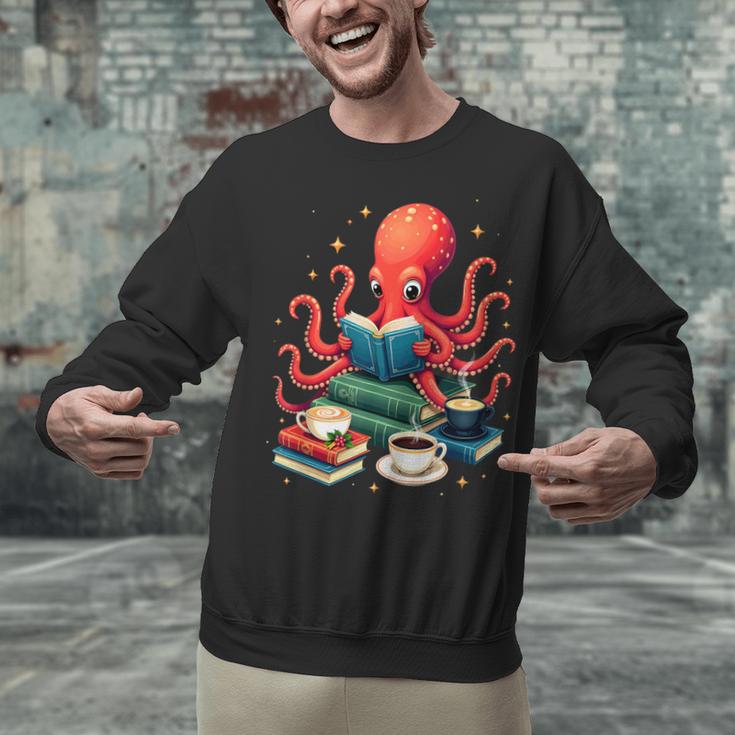 Octopus Reading Books Tea Coffee Unisex Sweatshirt