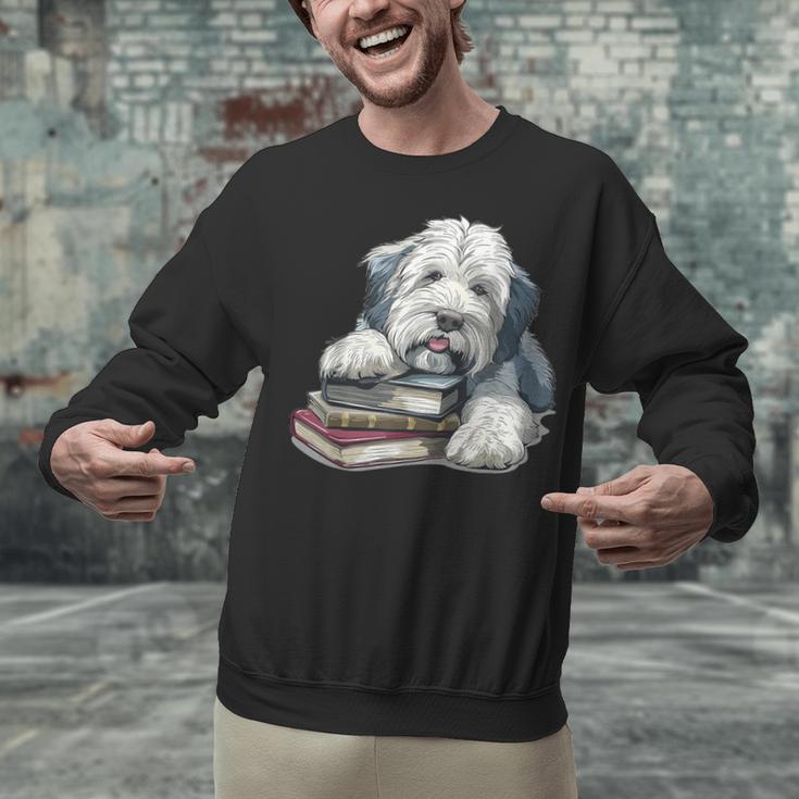 Old English Sheepdog Books Reading Dog Breed Graphic Unisex Sweatshirt