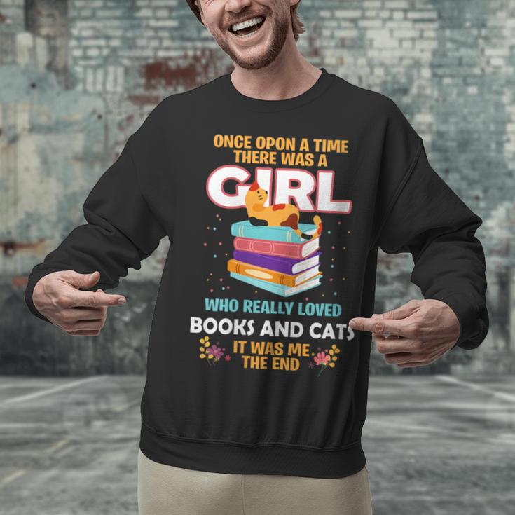 Once Upon A Time There Was A Girl Who Loves Books And Cats Unisex Sweatshirt Once Upon A Time There Was A Girl Who Loves Books And Cats Unisex Sweatshirt