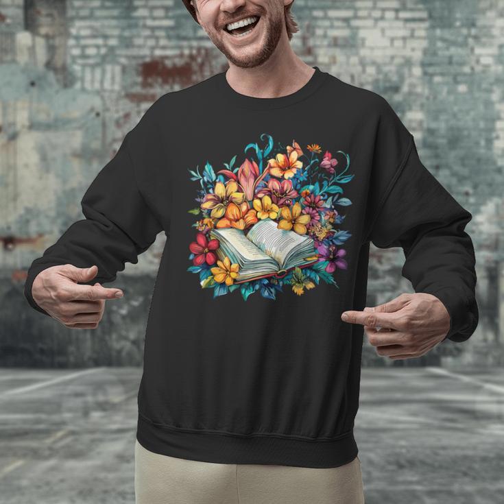 Open Book With Colorful Floral Reading Magic Unisex Sweatshirt
