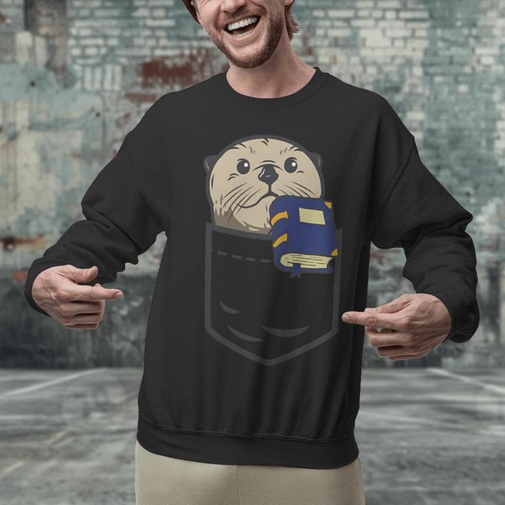 Otter Cute Read Reading Book Librarian Across America Kids Unisex Sweatshirt