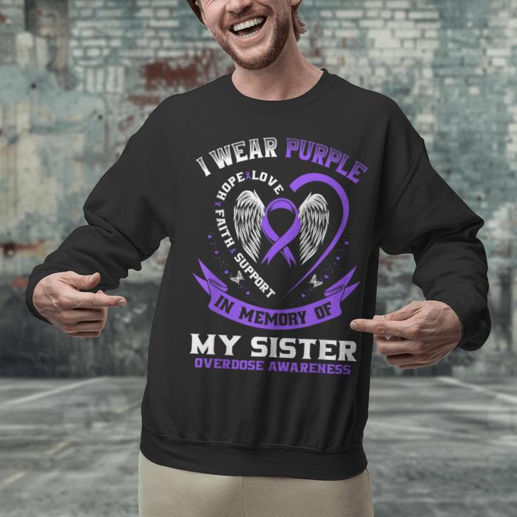 Overdose Awareness Shirt In Memory Of Sister Purple Ribbon Unisex Sweatshirt Overdose Awareness Shirt In Memory Of Sister Purple Ribbon Unisex Sweatshirt