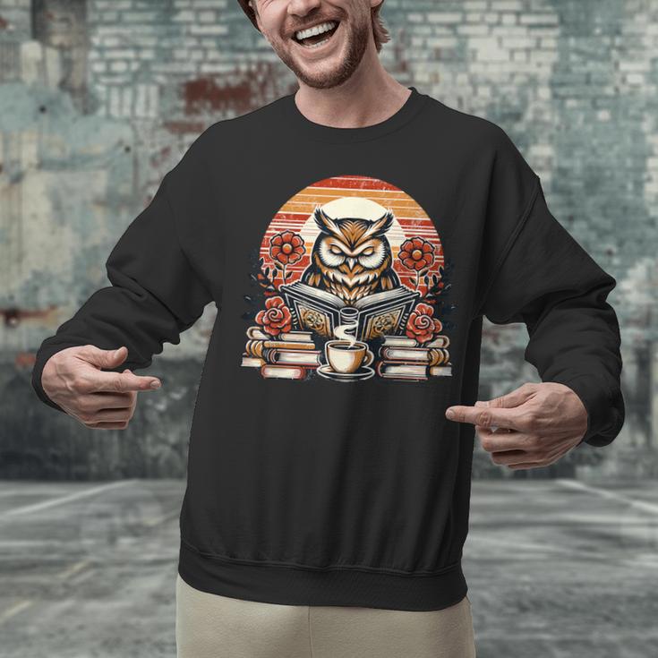 Owl Reading Books Book Library Bookworm Unisex Sweatshirt Owl Reading Books Book Library Bookworm Unisex Sweatshirt