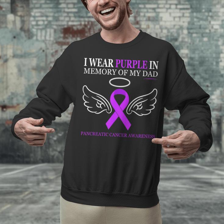 Pancreatic Cancer I Wear Purple In Memory Of My Dad Unisex Sweatshirt