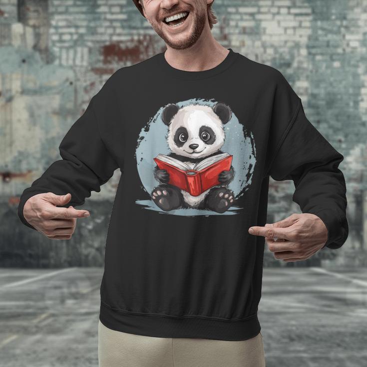 Panda With Book For Reading Enthusiasts Unisex Sweatshirt