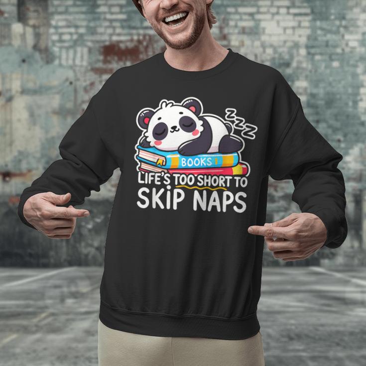 Panda Napping On Books Life’s Too Short To Skip Naps Unisex Sweatshirt