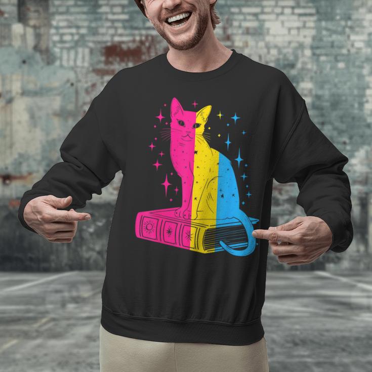 Pansexual Pride Celestial Cat Sitting Book LGBTQ Pan Colors Men Women Unisex Sweatshirt Pansexual Pride Celestial Cat Sitting Book LGBTQ Pan Colors Men Women Unisex Sweatshirt