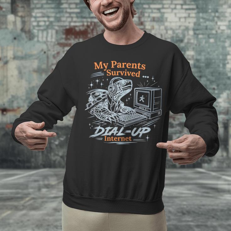 My Parents Survived Dial Up Internet Nostalgia Turtle Unisex Sweatshirt