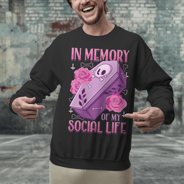 Pastel Goth In Memory Of My Social Life Coffin & Pink Roses Unisex Sweatshirt Pastel Goth In Memory Of My Social Life Coffin & Pink Roses Unisex Sweatshirt