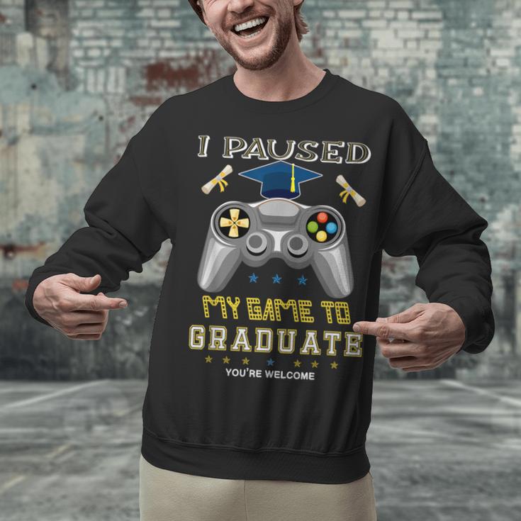I Paused My Game To Graduate Class Of 2023 Gamer Graduation Unisex Sweatshirt
