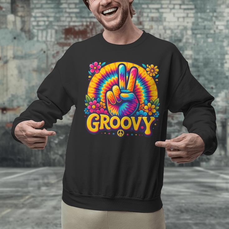 Peace Sign Groovy Vibes Costume Nostalgia Tie Dye Fashion Unisex Sweatshirt