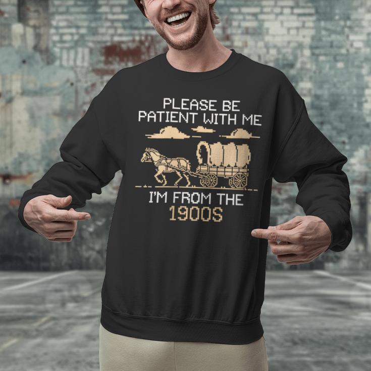 Please Be Patient I'm From The 1900s Retro Pixel Horse Wagon Unisex Sweatshirt