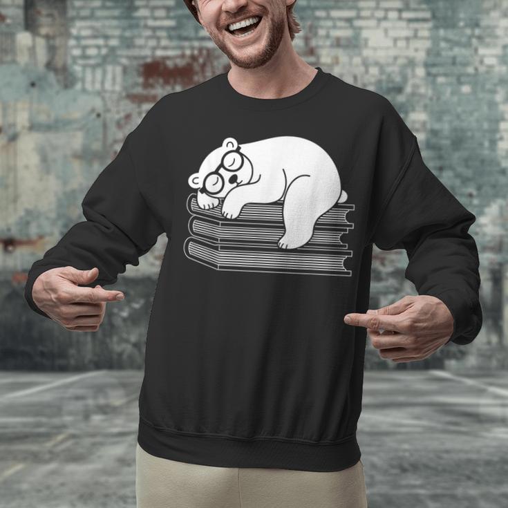 Polar Bear Reading Book Pajama Sleep Unisex Sweatshirt