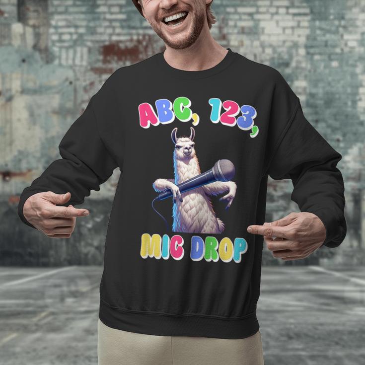 Preschool Graduate Shirt ABC 123 Mic Drop Llama Graduation Unisex Sweatshirt