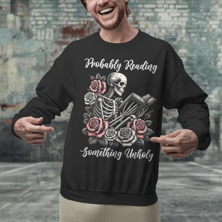Probably Reading Something Unholy Book Lovers Unisex Sweatshirt