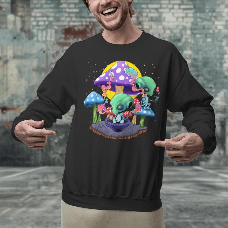 Psychedelic Alien Mushroom Nostalgia Groovy Vibe Hippie Unisex Sweatshirt