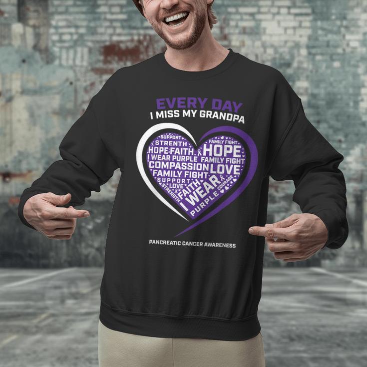 Purple In Memory Of My Grandpa Pancreatic Cancer Awareness Unisex Sweatshirt