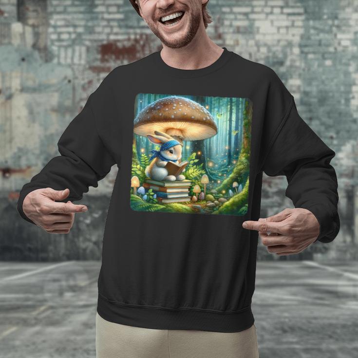 Rabbit Reading Book Under Large Mushroom Easter Bandana Unisex Sweatshirt