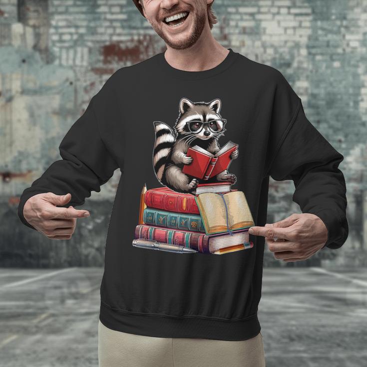Raccoon Reading Books Matching Bookworm Readers Librarian Unisex Sweatshirt