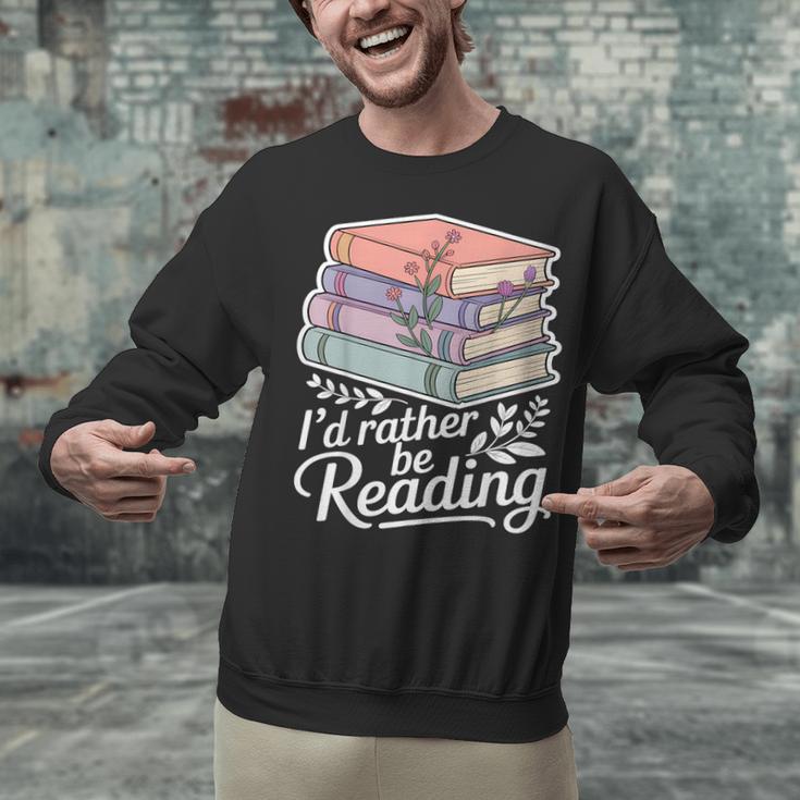 Rather Be Reading Book Lover Stack Unisex Sweatshirt