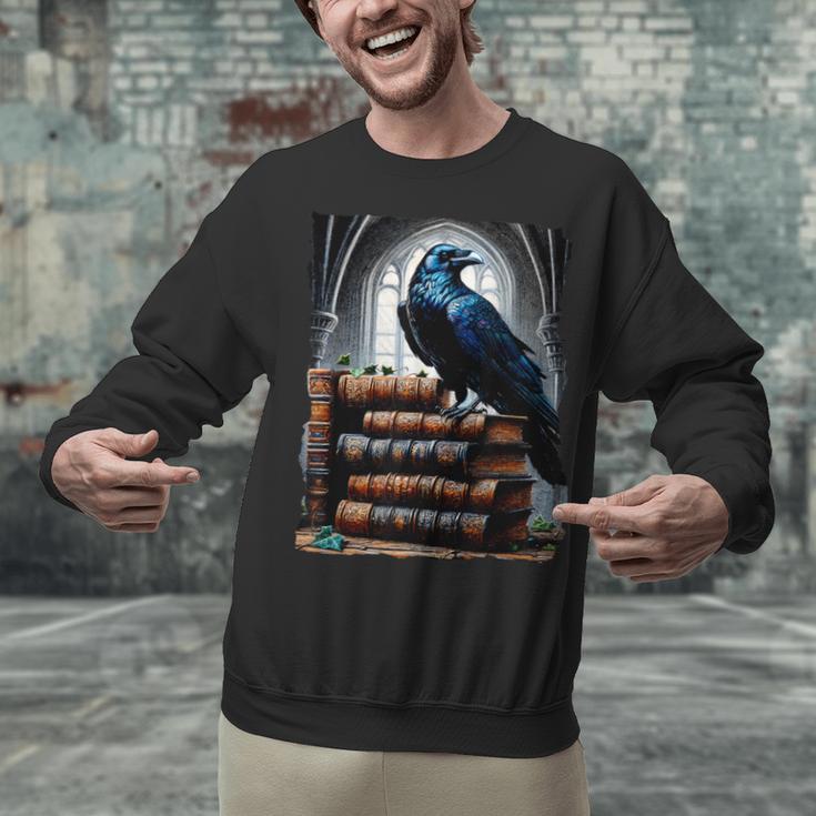 Raven On A Stack Of Books Wisdom Of Odin Unisex Sweatshirt Raven On A Stack Of Books Wisdom Of Odin Unisex Sweatshirt