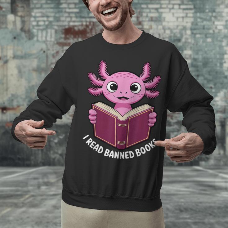 I Read Banned Books Axolotl Reading Unisex Sweatshirt