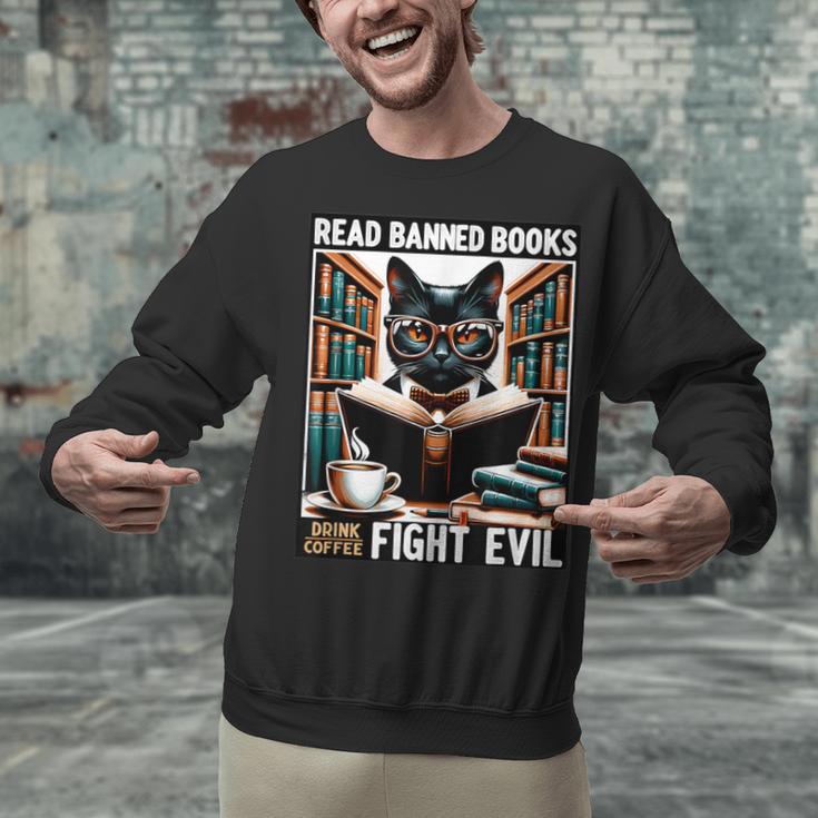 Read Banned Books Drink Coffee Fight Evil Book Reader Lovers Unisex Sweatshirt