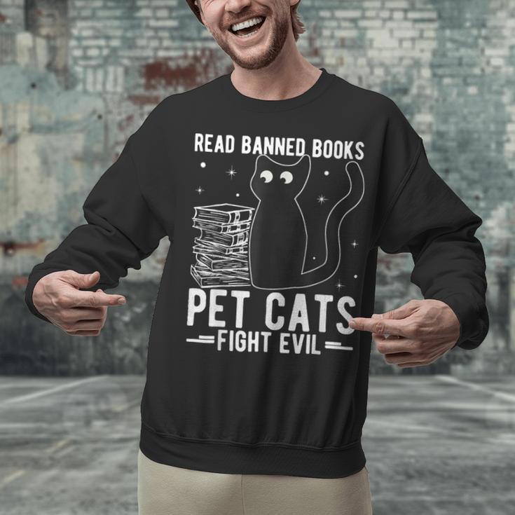 Read Banned Books Pet Cats Fight Evil Read Banned Books Unisex Sweatshirt
