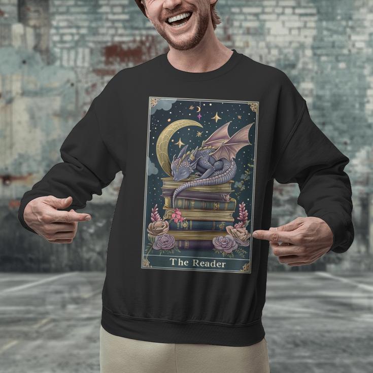 The Reader Tarot Card Book Dragon Romantasy Fantasy Bookish Unisex Sweatshirt The Reader Tarot Card Book Dragon Romantasy Fantasy Bookish Unisex Sweatshirt
